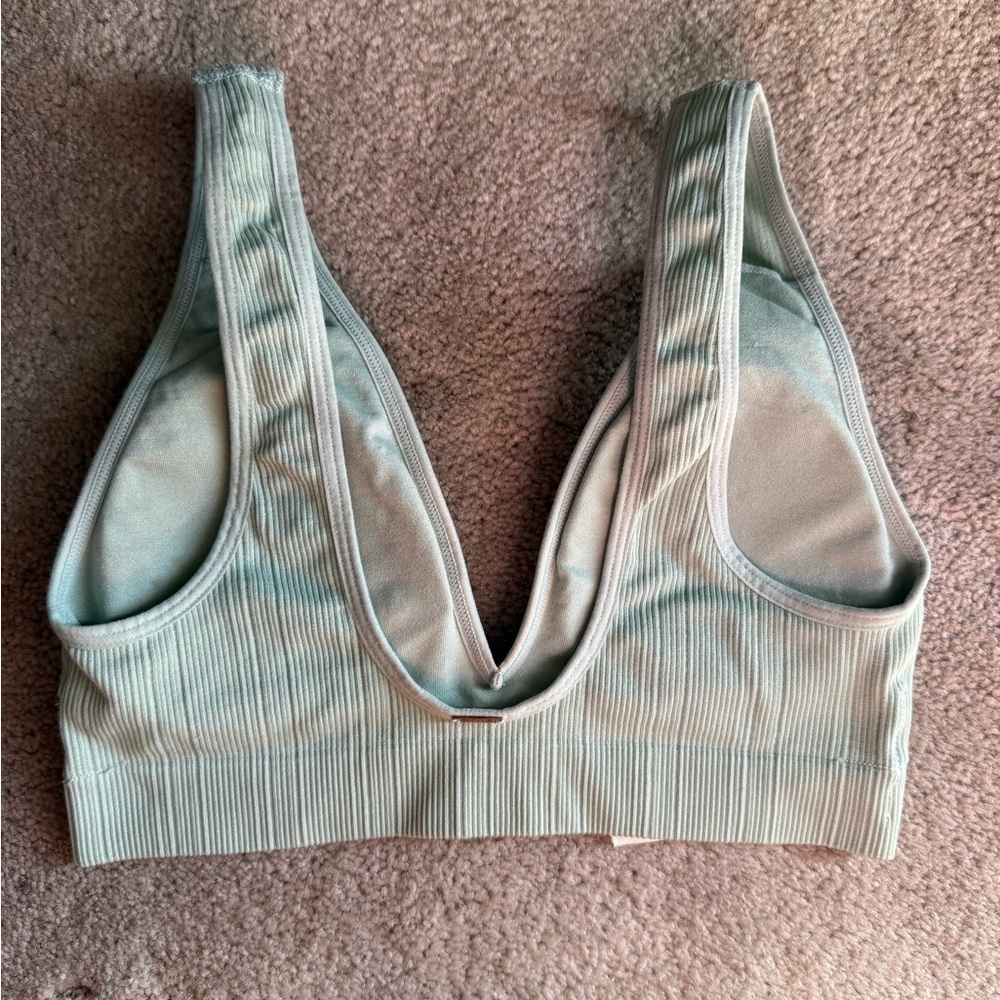 PINK Victoria's Secret Ribbed Lightly Lined Bralette in Mint - Picture 2 of 4